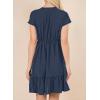 imageDokotoo Womens Summer Dresses 2025 Short Sleeve V Neck Empire Waist Drawstring Casual Ruffle ALine Swing Mini Babydoll DressBlue