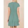 imageDokotoo Womens Summer Dresses 2025 Short Sleeve V Neck Empire Waist Drawstring Casual Ruffle ALine Swing Mini Babydoll DressGrass Green