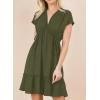 imageDokotoo Womens Summer Dresses 2025 Short Sleeve V Neck Empire Waist Drawstring Casual Ruffle ALine Swing Mini Babydoll DressGreen