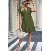imageDokotoo Womens Summer Dresses 2025 Short Sleeve V Neck Empire Waist Drawstring Casual Ruffle ALine Swing Mini Babydoll DressGreen