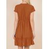 imageDokotoo Womens Summer Dresses 2025 Short Sleeve V Neck Empire Waist Drawstring Casual Ruffle ALine Swing Mini Babydoll DressOrange