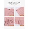 imageDokotoo Womens Summer Dresses 2025 Short Sleeve V Neck Empire Waist Drawstring Casual Ruffle ALine Swing Mini Babydoll DressPink