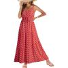 imageDokotoo Summer Dress Casual Womens Boho Dress Sleeveless Printed Long Tiered Maxi Dress Beach Dress 2025Dark Red