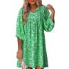 imageDokotoo Womens Summer Dresses 2025 Boho Floral Drawstring V Neck Chiffon Lantern Sleeve Beach Vacation Mini Dress SundressGreen