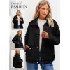 imageDokotoo Jackets for Women Casual Long Sleeve Collared Jacquard Coats Trendy Button Down Shacket Jacket with PocketsBlack