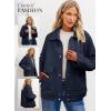 imageDokotoo Jackets for Women Casual Long Sleeve Collared Jacquard Coats Trendy Button Down Shacket Jacket with PocketsBlue