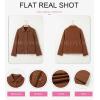imageDokotoo Jackets for Women Casual Long Sleeve Collared Jacquard Coats Trendy Button Down Shacket Jacket with PocketsBrown