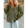 imageDokotoo Jackets for Women Casual Long Sleeve Collared Jacquard Coats Trendy Button Down Shacket Jacket with PocketsGreen