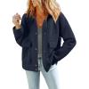 imageDokotoo Jackets for Women Casual Long Sleeve Collared Jacquard Coats Trendy Button Down Shacket Jacket with PocketsBlue