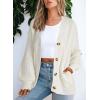 imageDokotoo Cardigan Sweaters for Women Casual Long Sleeve Button Down Chunky Knit Open Front Sweater TopsWhite