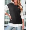 imageDokotoo Sweater Vest Women Casual Crewneck Sleeveless Sweaters for Women Solid Loose Cable Knit Tank TopsBlack