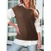 imageDokotoo Sweater Vest Women Casual Crewneck Sleeveless Sweaters for Women Solid Loose Cable Knit Tank TopsCoffee
