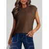 imageDokotoo Sweater Vest Women Casual Crewneck Sleeveless Sweaters for Women Solid Loose Cable Knit Tank TopsCoffee