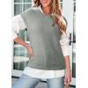 imageDokotoo Sweater Vest Women Casual Crewneck Sleeveless Sweaters for Women Solid Loose Cable Knit Tank TopsGrey