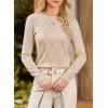 imageDokotoo Sweaters for Women Long Sleeve Wool Blend Crewneck Diamond Hollow Out Lightweight Soft Fall Pullover Sweater TopsApricot