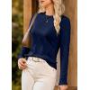 imageDokotoo Sweaters for Women Long Sleeve Wool Blend Crewneck Diamond Hollow Out Lightweight Soft Fall Pullover Sweater TopsBlue