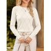 imageDokotoo Sweaters for Women Long Sleeve Wool Blend Crewneck Diamond Hollow Out Lightweight Soft Fall Pullover Sweater TopsWhite