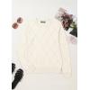 imageDokotoo Sweaters for Women Long Sleeve Wool Blend Crewneck Diamond Hollow Out Lightweight Soft Fall Pullover Sweater TopsWhite
