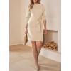 imageDokotoo Womens 2025 Fall Sweater Dress Crewneck Long Sleeve Empire Waist Ribbed Knit Mini Dress with BeltApricot