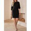 imageDokotoo Womens 2025 Fall Sweater Dress Crewneck Long Sleeve Empire Waist Ribbed Knit Mini Dress with BeltBlack
