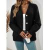 imageDokotoo Womens Cardigan Sweaters 2025 Fall Casual Button Down Cuffed Long Sleeve Ribbed Knit Sweater TopsBlack