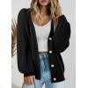 imageDokotoo Womens Cardigan Sweaters 2025 Fall Casual Button Down Cuffed Long Sleeve Ribbed Knit Sweater TopsBlack