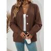 imageDokotoo Womens Cardigan Sweaters 2025 Fall Casual Button Down Cuffed Long Sleeve Ribbed Knit Sweater TopsBrown