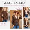 imageDokotoo Womens Cardigan Sweaters 2025 Fall Casual Button Down Cuffed Long Sleeve Ribbed Knit Sweater TopsBrown