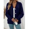 imageDokotoo Womens Cardigan Sweaters 2025 Fall Casual Button Down Cuffed Long Sleeve Ribbed Knit Sweater TopsNavy Blue