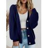 imageDokotoo Womens Cardigan Sweaters 2025 Fall Casual Button Down Cuffed Long Sleeve Ribbed Knit Sweater TopsNavy Blue