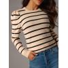 imageDokotoo Womens Cashmere Sweaters 2025 Long Sleeve Crewneck Casual Tops Lightweight Wool Pullover Jumper ShirtsApricot Stripe