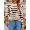 imageDokotoo Womens Cashmere Sweaters 2025 Long Sleeve Crewneck Casual Tops Lightweight Wool Pullover Jumper ShirtsApricot Stripe