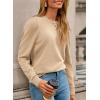 imageDokotoo Womens Cashmere Sweaters 2025 Long Sleeve Crewneck Casual Tops Lightweight Wool Pullover Jumper ShirtsBeige