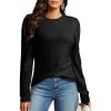 imageDokotoo Womens Cashmere Sweaters 2025 Long Sleeve Crewneck Casual Tops Lightweight Wool Pullover Jumper ShirtsBlack