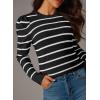 imageDokotoo Womens Cashmere Sweaters 2025 Long Sleeve Crewneck Casual Tops Lightweight Wool Pullover Jumper ShirtsBlack Stripe