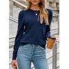 imageDokotoo Womens Cashmere Sweaters 2025 Long Sleeve Crewneck Casual Tops Lightweight Wool Pullover Jumper ShirtsBlue