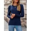 imageDokotoo Womens Cashmere Sweaters 2025 Long Sleeve Crewneck Casual Tops Lightweight Wool Pullover Jumper ShirtsBlue