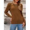 imageDokotoo Womens Cashmere Sweaters 2025 Long Sleeve Crewneck Casual Tops Lightweight Wool Pullover Jumper ShirtsBrown