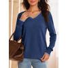 imageDokotoo Womens Cashmere Sweaters Dressy Casual Long Sleeve V Neck Lightweight Ribbed Knit Wool Pullover Jumper TopBlue