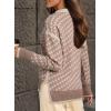 imageDokotoo Womens Casual Cross Jacquard Sweaters 2025 Crewneck Long Sleeve Fall Winter Warm Knit Pullover Tops ClothesApricot