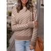 imageDokotoo Womens Casual Cross Jacquard Sweaters 2025 Crewneck Long Sleeve Fall Winter Warm Knit Pullover Tops ClothesApricot
