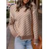 imageDokotoo Womens Casual Cross Jacquard Sweaters 2025 Crewneck Long Sleeve Fall Winter Warm Knit Pullover Tops ClothesApricot