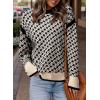 imageDokotoo Womens Casual Cross Jacquard Sweaters 2025 Crewneck Long Sleeve Fall Winter Warm Knit Pullover Tops ClothesBlack
