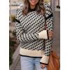 imageDokotoo Womens Casual Cross Jacquard Sweaters 2025 Crewneck Long Sleeve Fall Winter Warm Knit Pullover Tops ClothesBlack