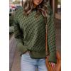 imageDokotoo Womens Casual Cross Jacquard Sweaters 2025 Crewneck Long Sleeve Fall Winter Warm Knit Pullover Tops ClothesBlackish Green