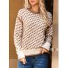 imageDokotoo Womens Casual Cross Jacquard Sweaters 2025 Crewneck Long Sleeve Fall Winter Warm Knit Pullover Tops ClothesCamel