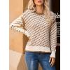 imageDokotoo Womens Casual Cross Jacquard Sweaters 2025 Crewneck Long Sleeve Fall Winter Warm Knit Pullover Tops ClothesCamel