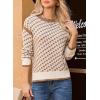 imageDokotoo Womens Casual Cross Jacquard Sweaters 2025 Crewneck Long Sleeve Fall Winter Warm Knit Pullover Tops ClothesCamel