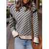 imageDokotoo Womens Casual Cross Jacquard Sweaters 2025 Crewneck Long Sleeve Fall Winter Warm Knit Pullover Tops ClothesNavy Blue