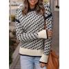 imageDokotoo Womens Casual Cross Jacquard Sweaters 2025 Crewneck Long Sleeve Fall Winter Warm Knit Pullover Tops ClothesNavy Blue